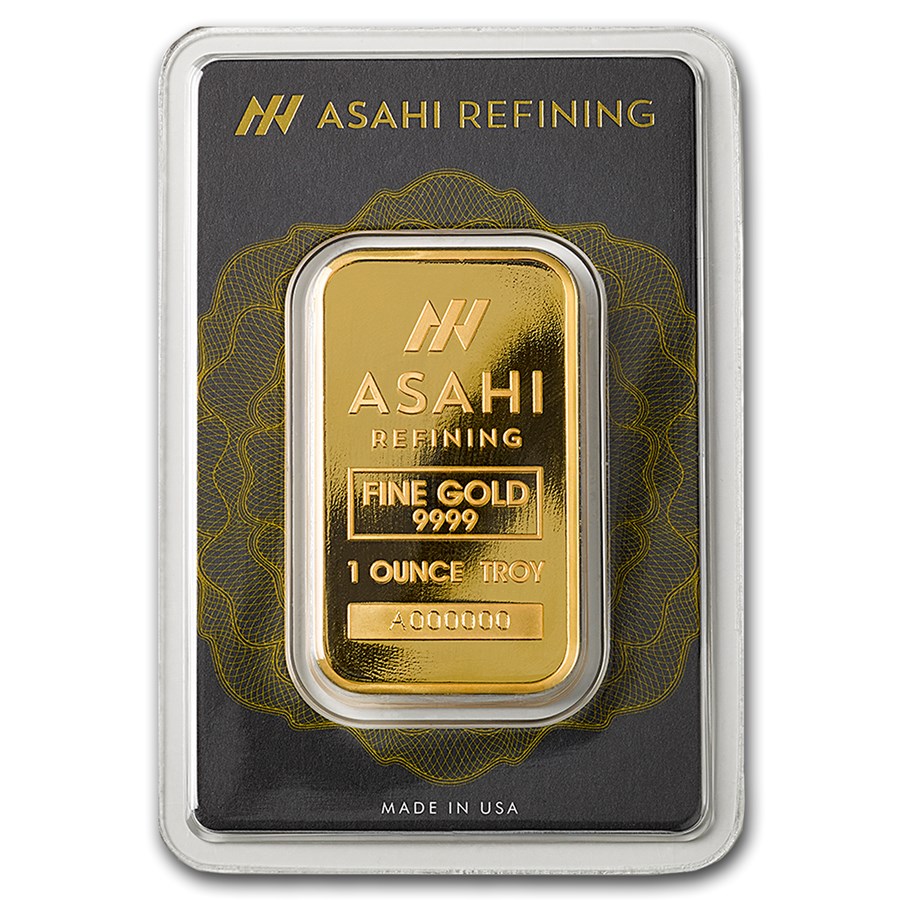 1 oz Asahi Gold Bar in Assay - Obverse
