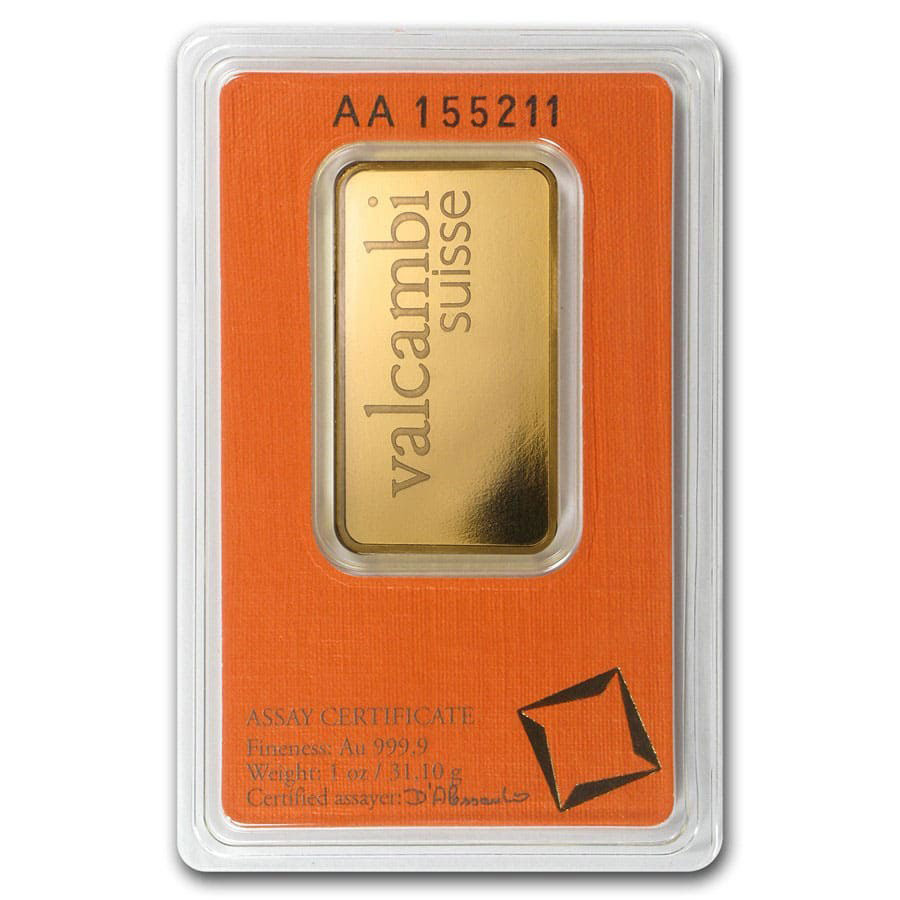 1 oz Valcambi Suisse Gold Bar in Assay Card