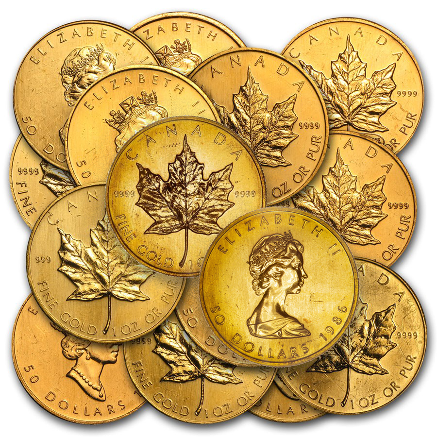 1 oz Gold Maple Leaf Coins (Varied Year and Condition)