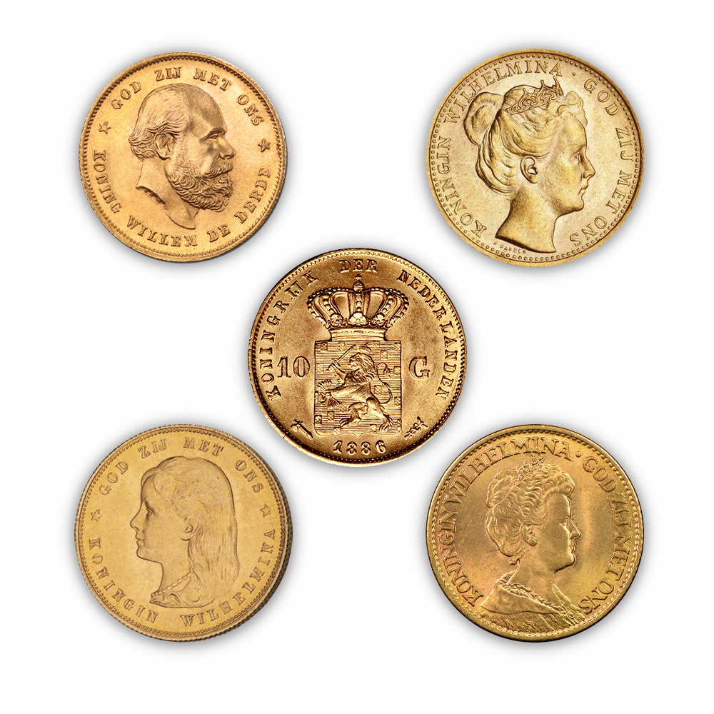 10 Guilders Gold Coins (Random Year, Varied Condition)