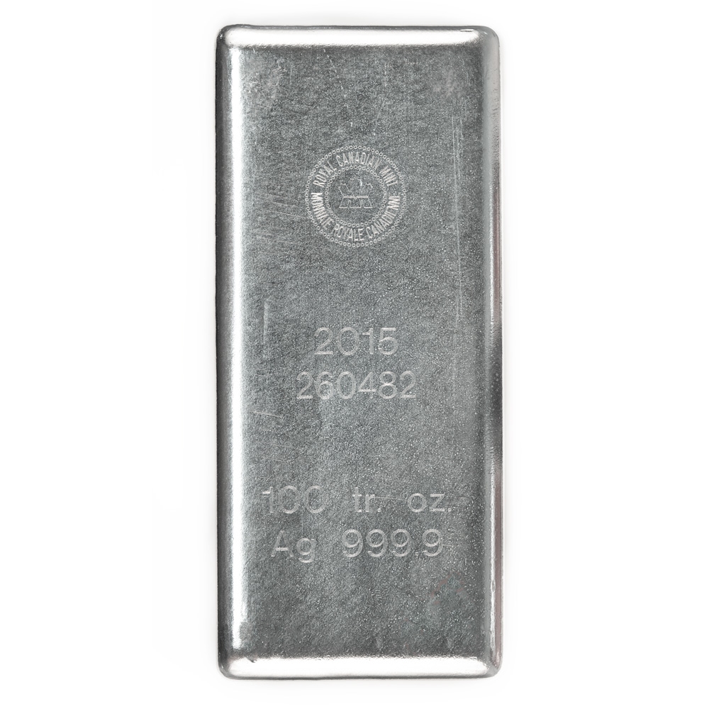 Buy 100 oz Royal Canadian Mint Silver Bars (.9999)