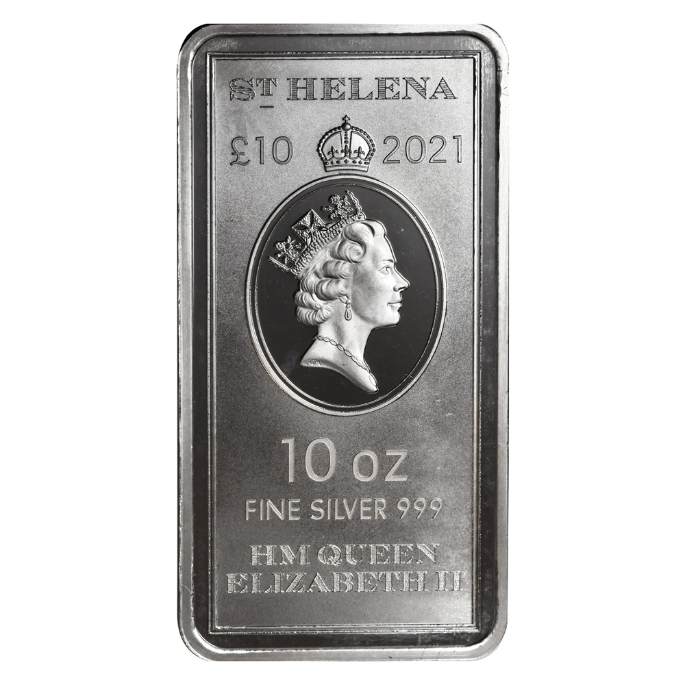 St. Helena 10 oz Rectangular EIC Silver Coin - Reverse