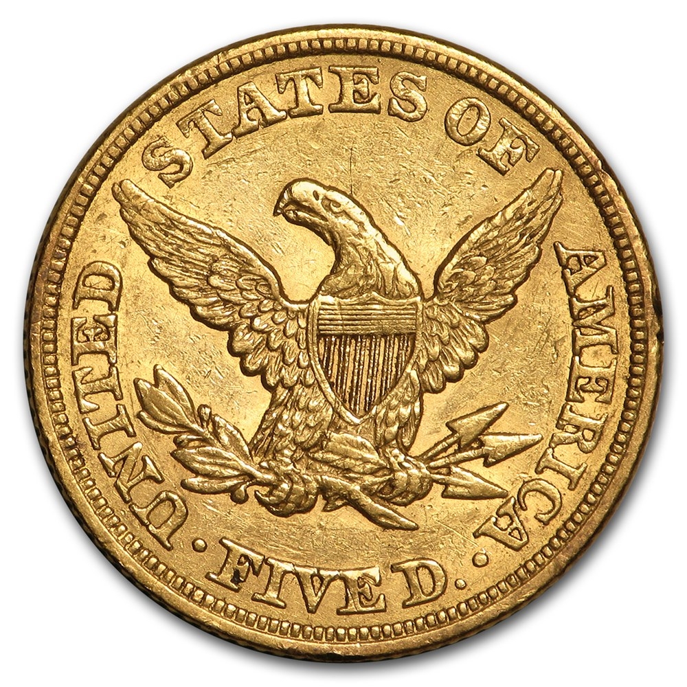 Pre-33 $5 Liberty Gold Half Eagle (XF) - Reverse
