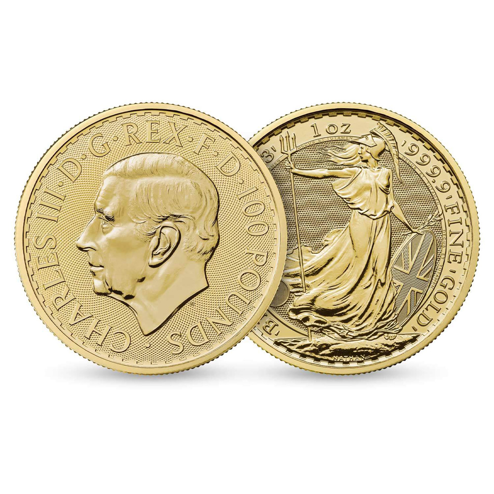 1oz 2023 King Charles III Royal Mint Gold Britannia Coin - Front and Back