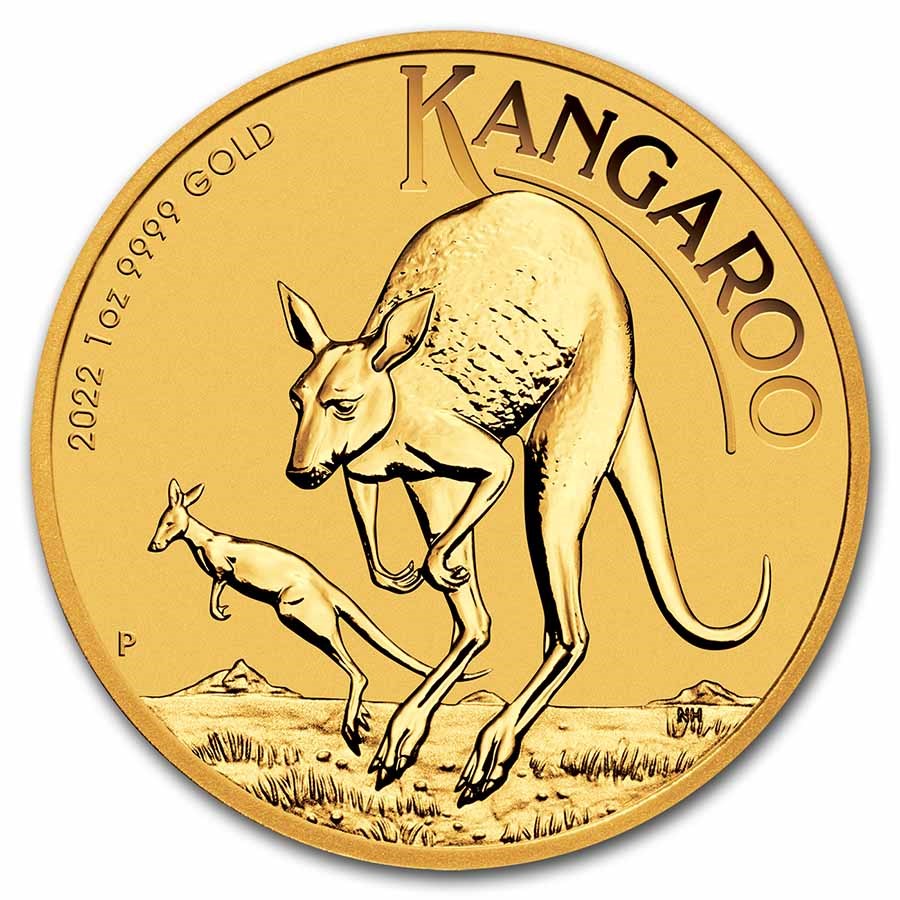 1 oz Perth Mint Gold Kangaroo - 2022 - Reverse