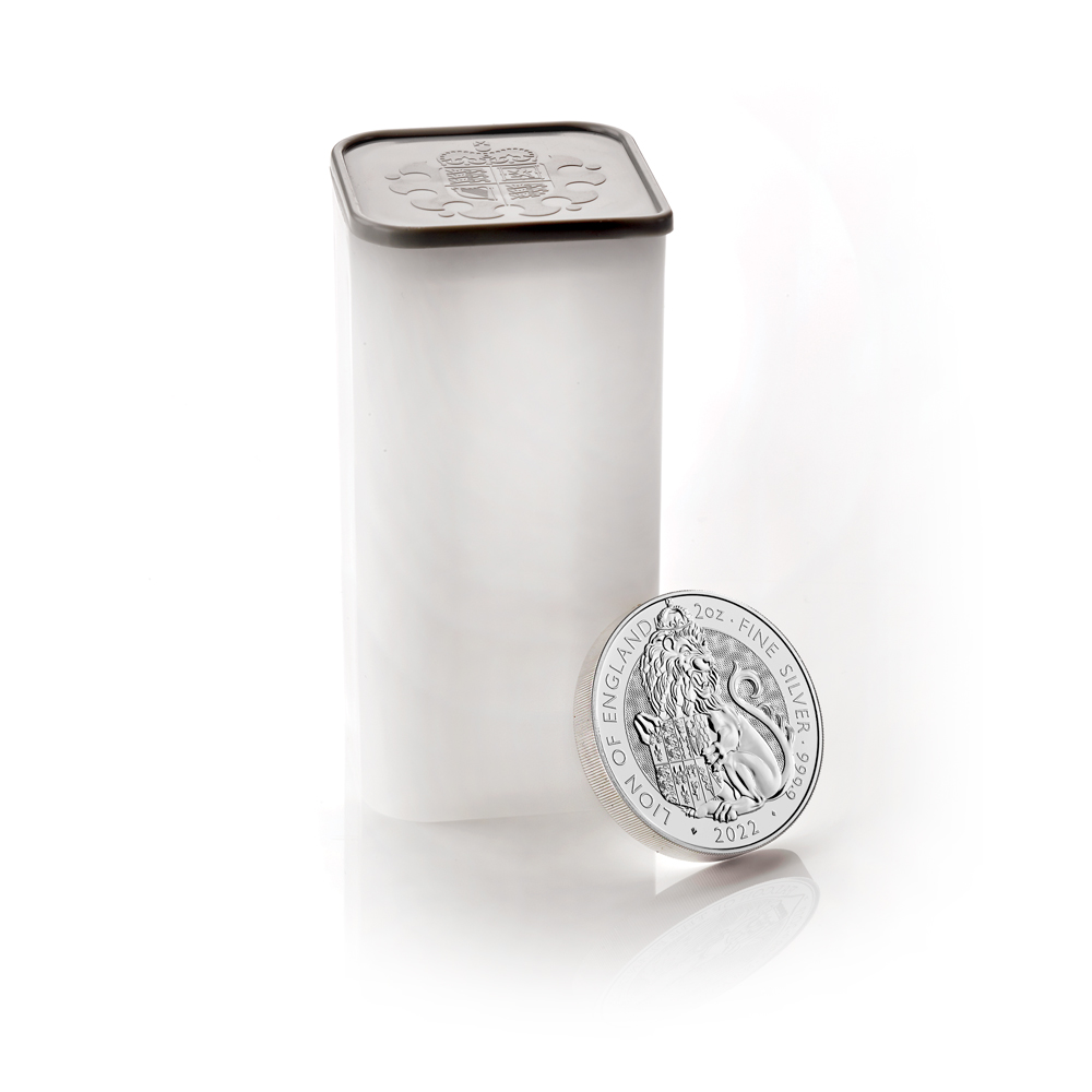 2022 Royal Mint 2 oz Tudor Beasts Lion Silver Coin - Reverse