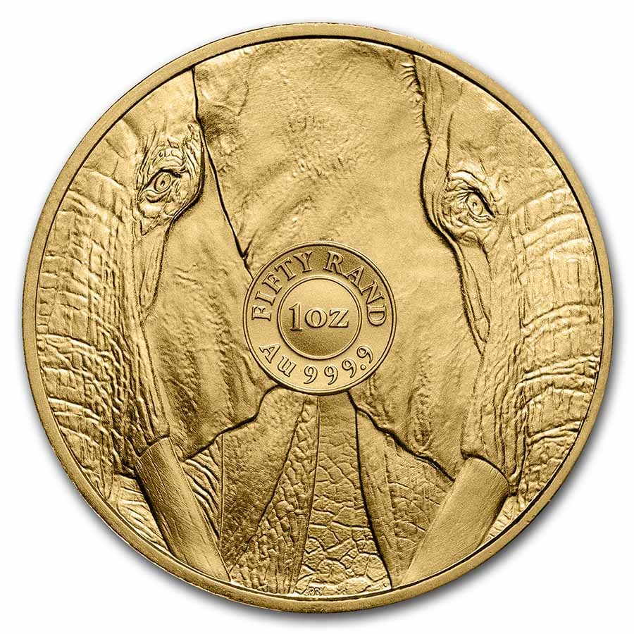 1 oz South African Big 5 Gold Elephant Coin - Obverse