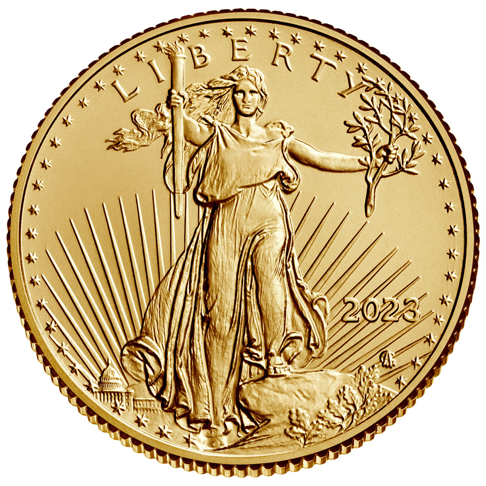2023 Tenth oz American Gold Eagle Coin - Obverse