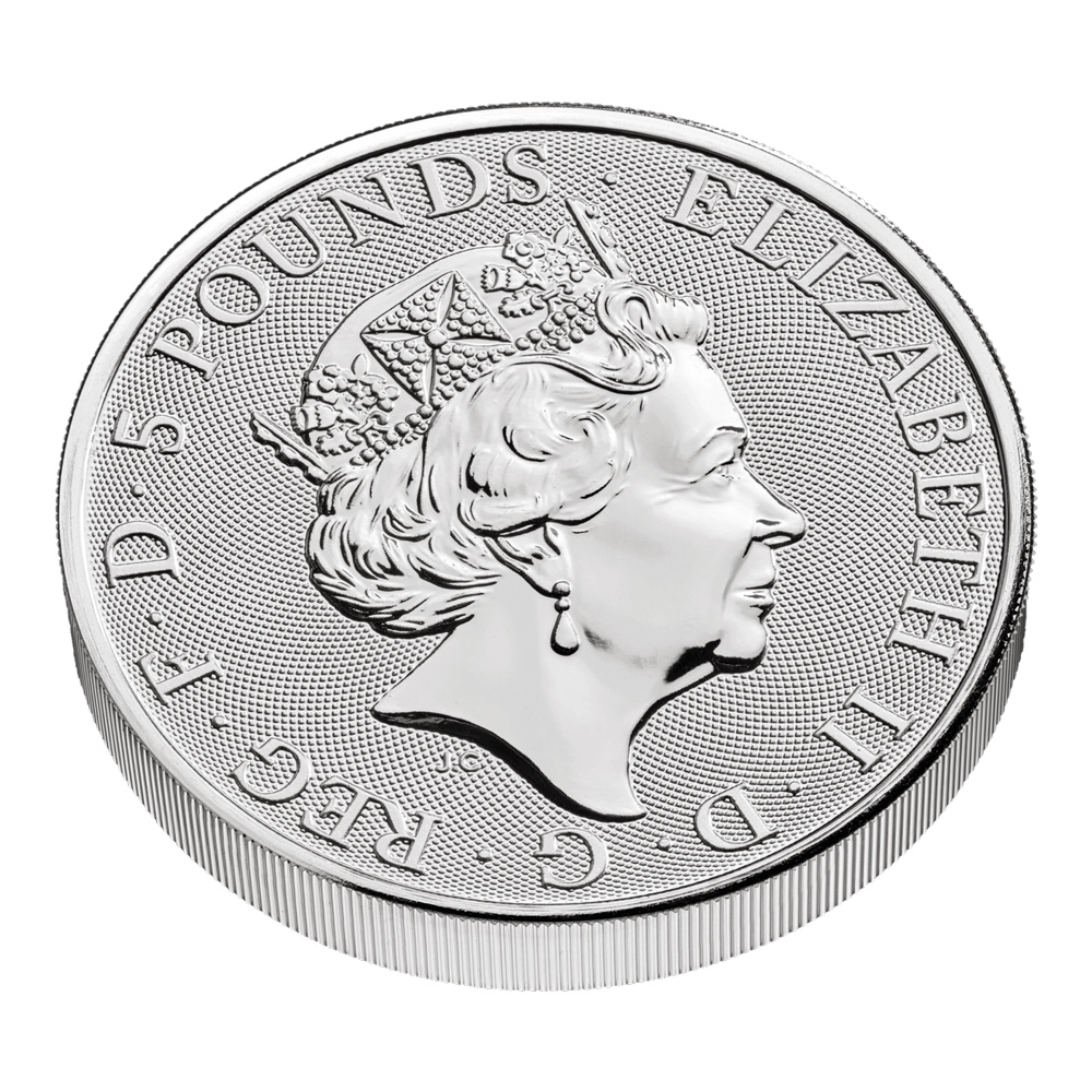 2023 Royal Mint 2 oz Tudor Beasts Yale Silver Coin - Reverse