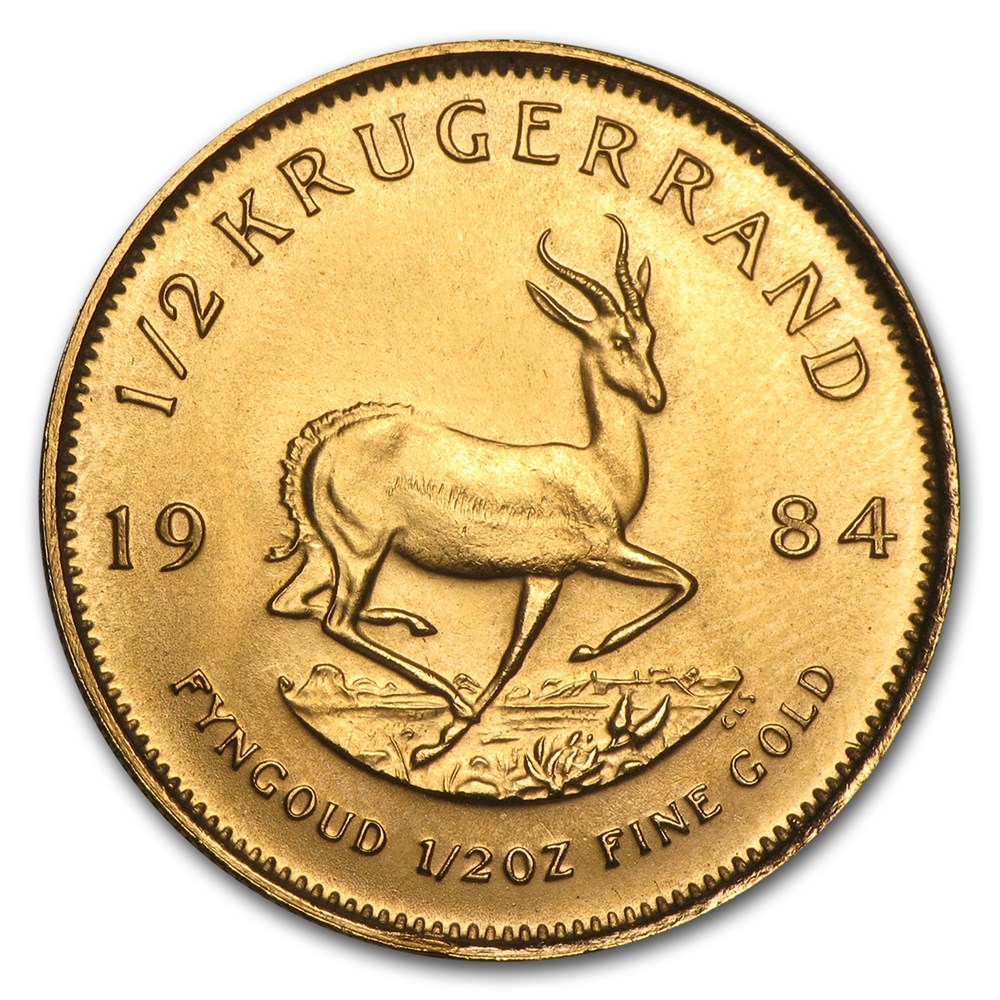 1/2 oz gold krugerrand coin - obverse