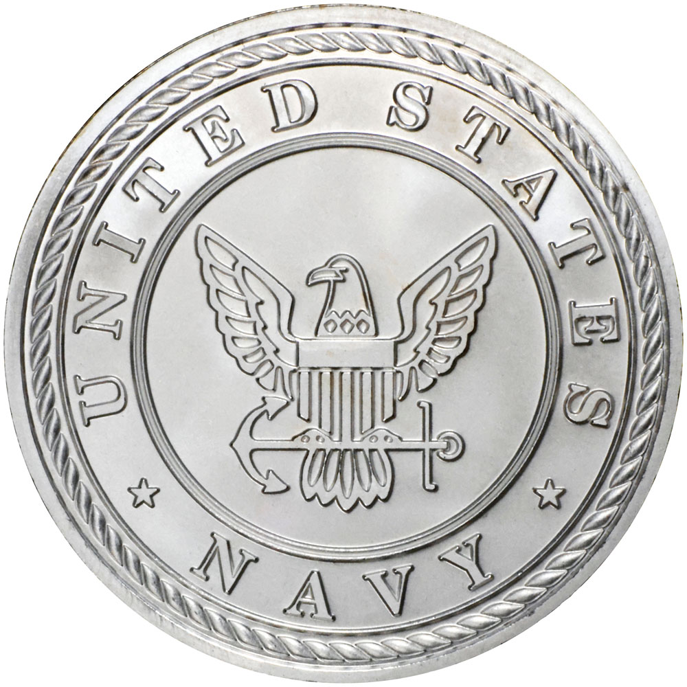 1 oz US Navy &quot;Because of the Brave&quot; Silver Round