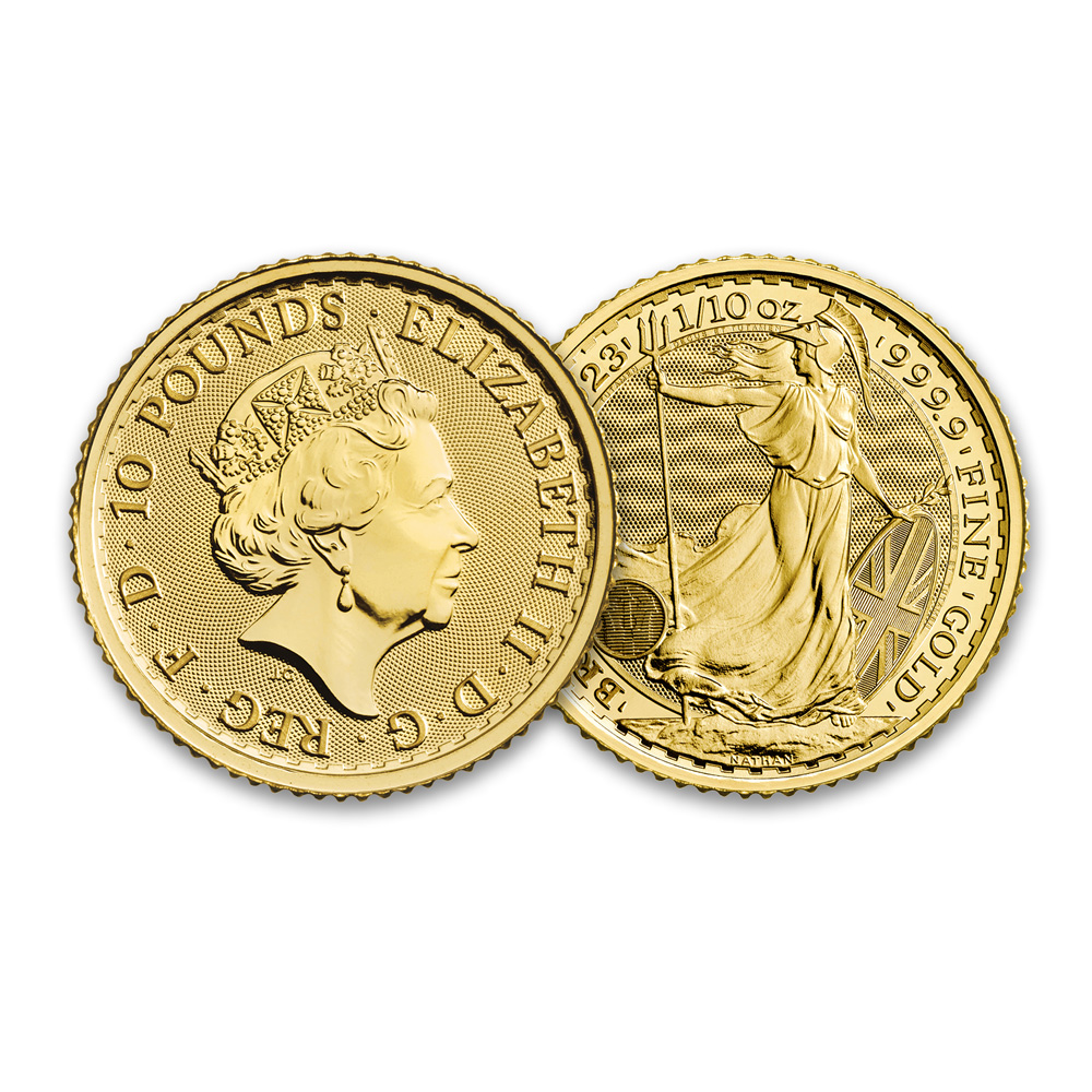 2023 Tenth oz Royal Mint Gold Britannia - Queen Elizabeth - Front & Back