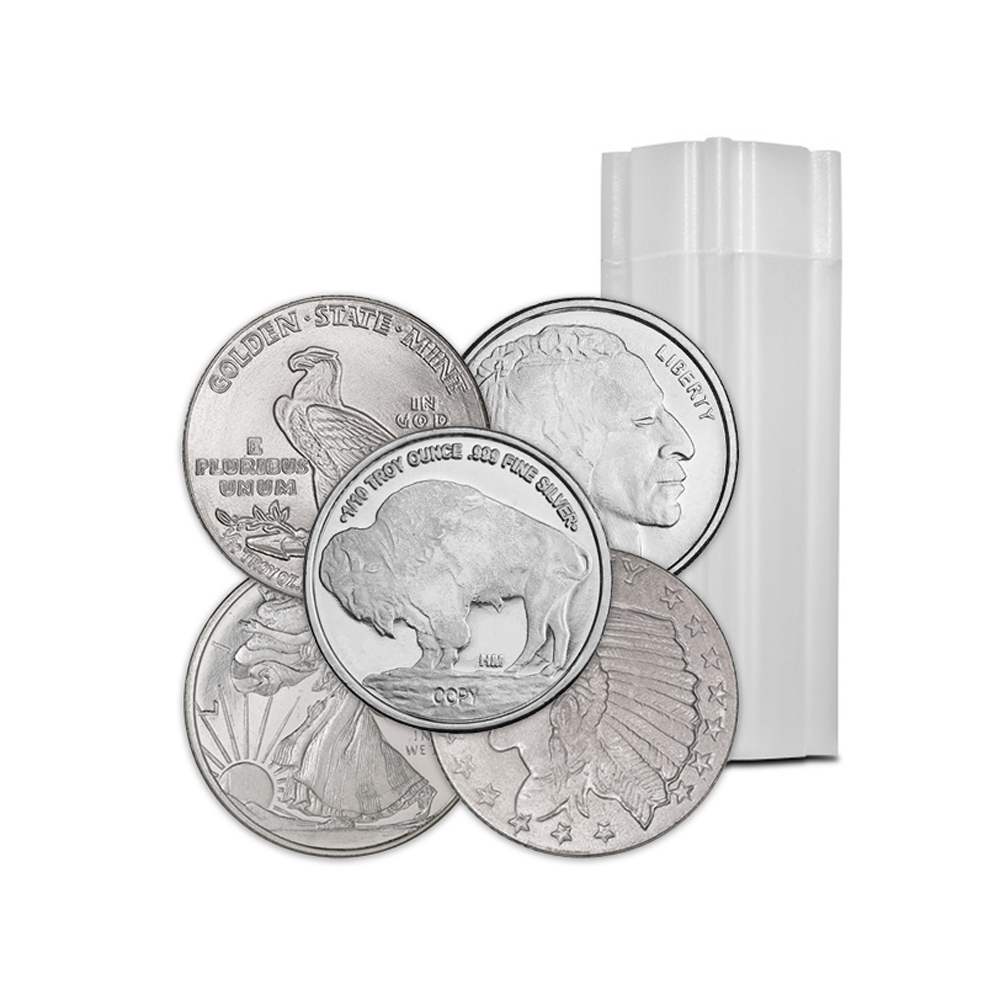 1/10 oz Silver Coin or Round - Tube of 50 (Varied Condition - 5oz)