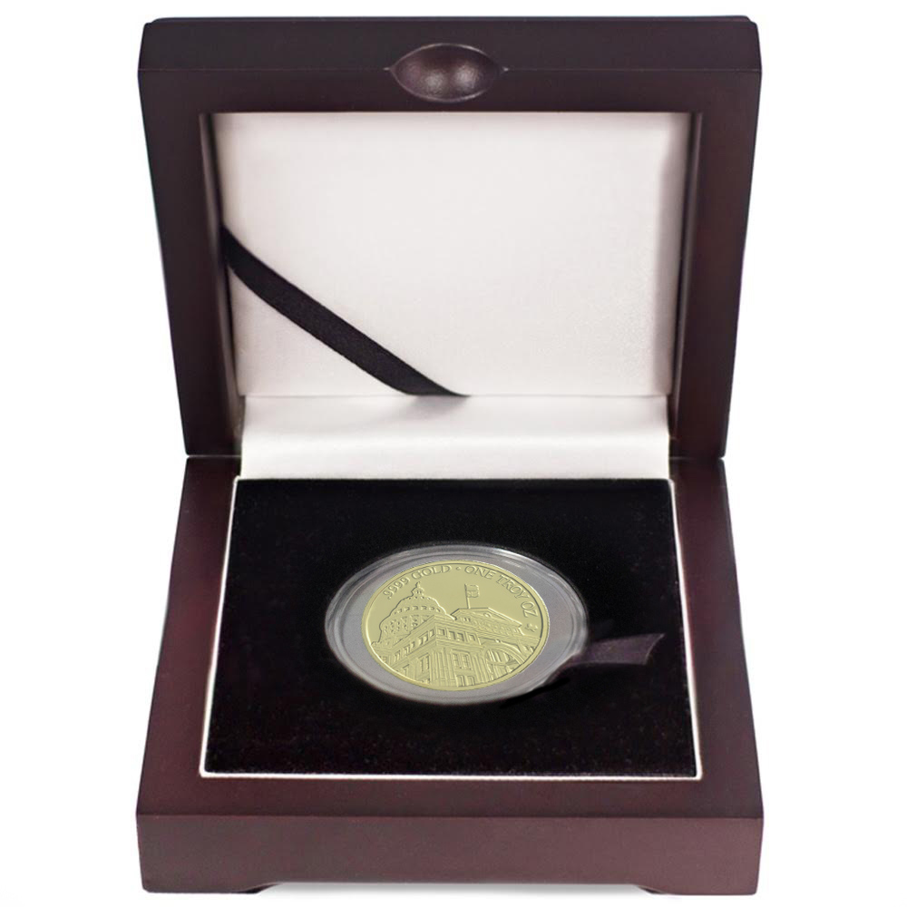 Texas Gold Round in Wooden Display Box