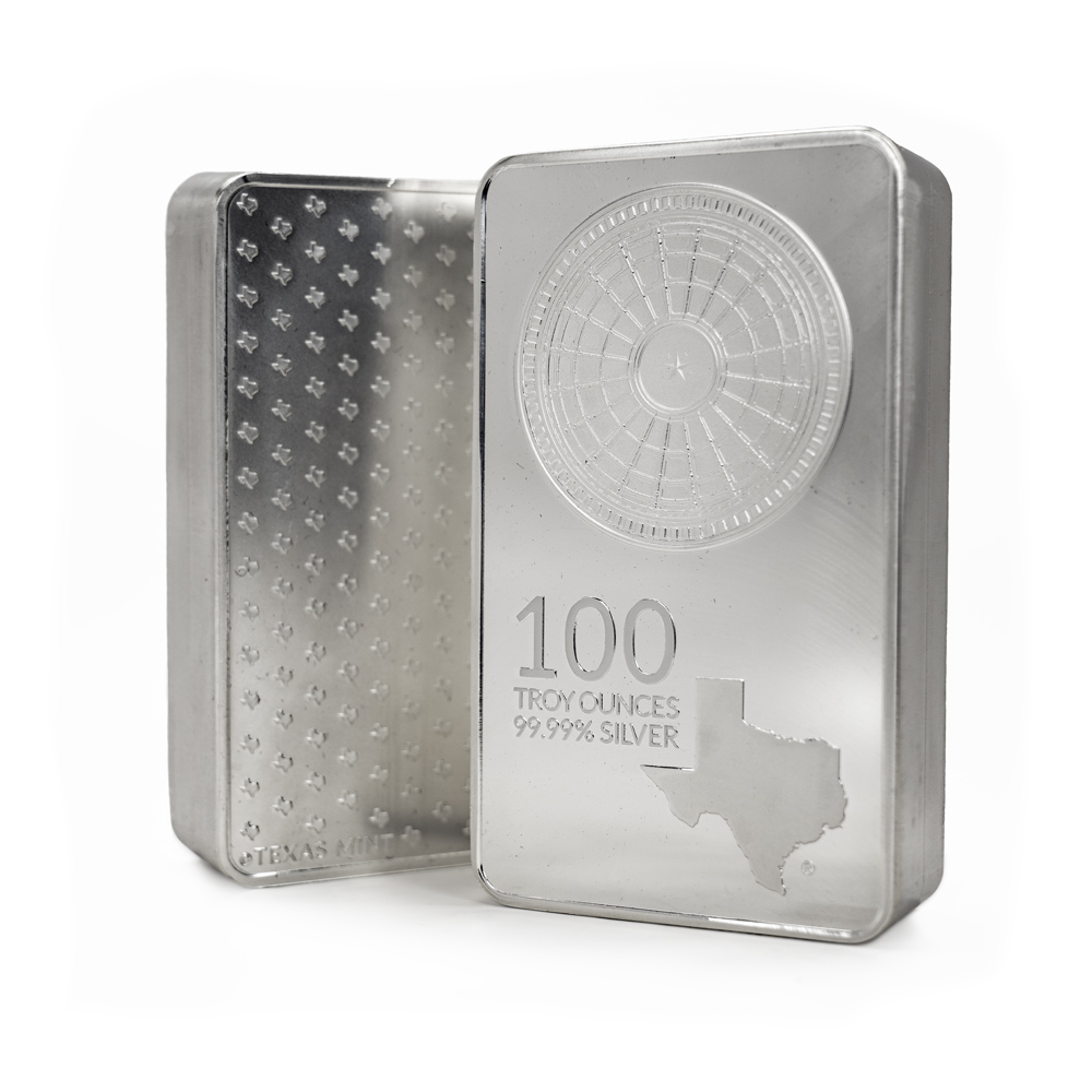 Buy 100 oz Texas Silver Bar - Front and Back