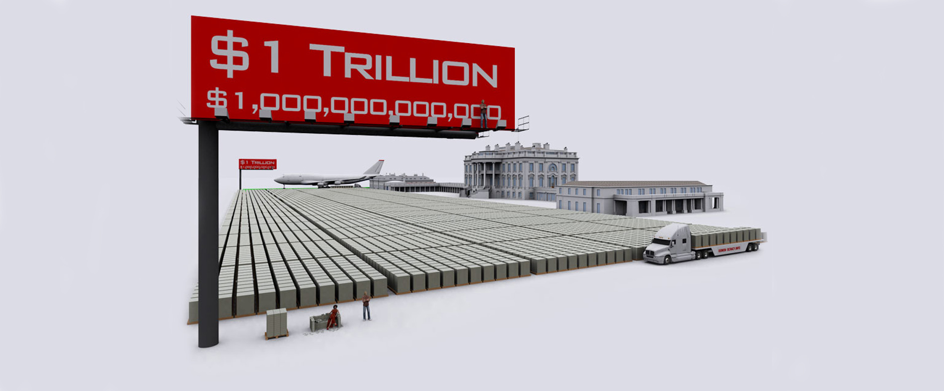 $20 Trillion of U.S. Debt Visualized Using Stacks of $100 Bills