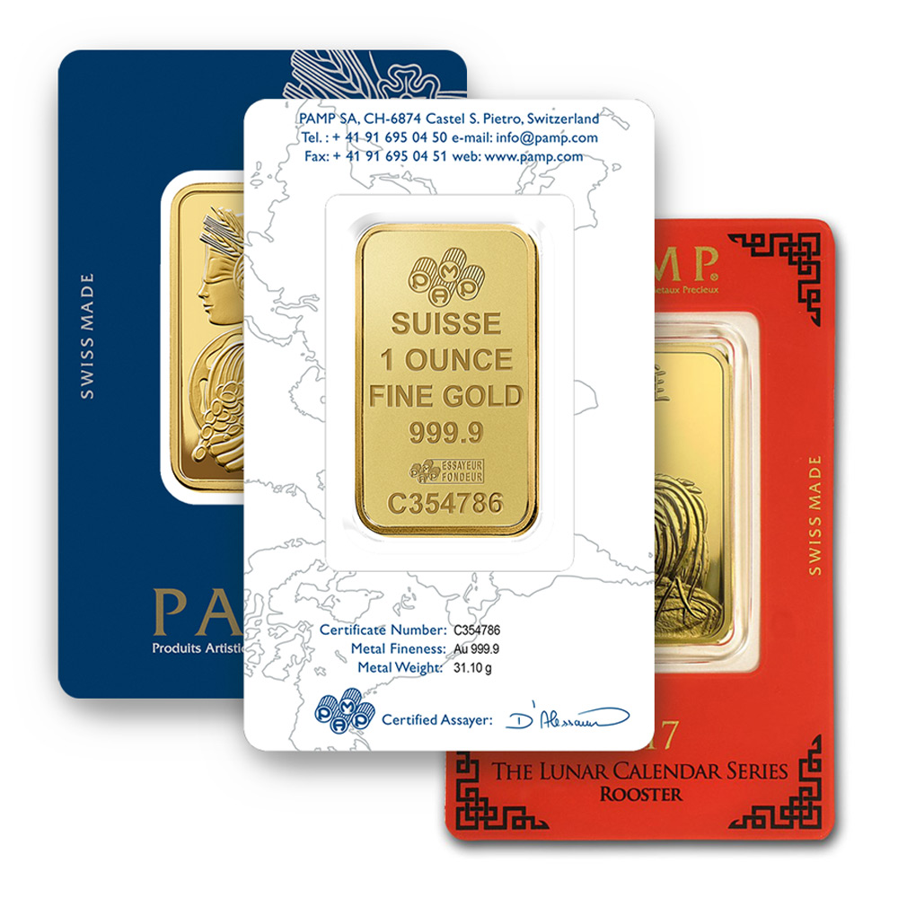 1 oz PAMP Gold Bars - Assorted Designs