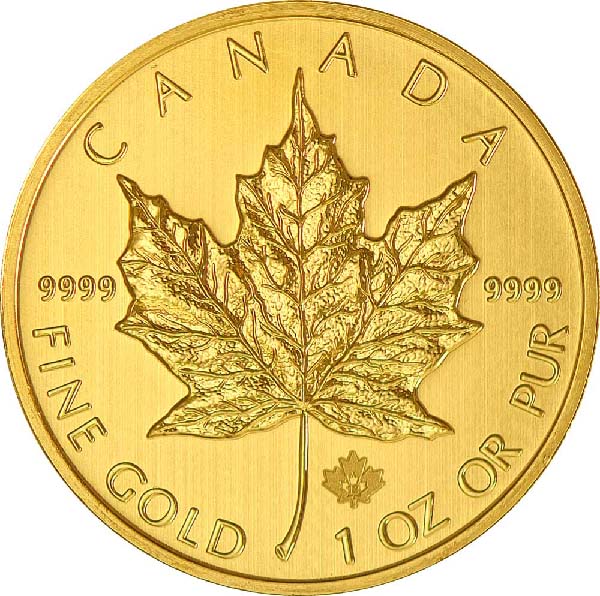 Reverse of Canadian Maple Leaf Gold Coin (Any Year)