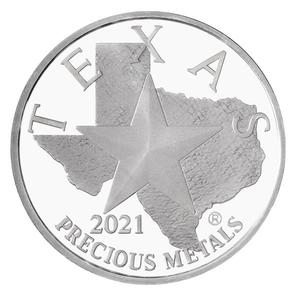Obverse of 2021 Texas Silver Round