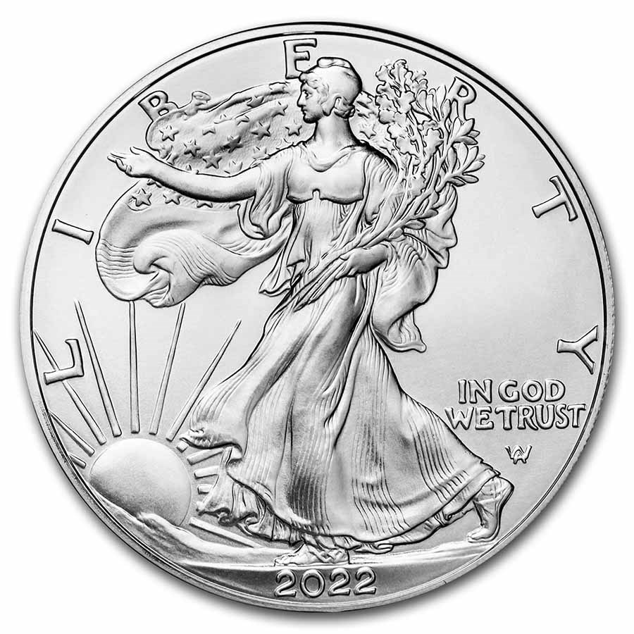 Obverse of 2022 American Silver Eagle Coin - Type 2