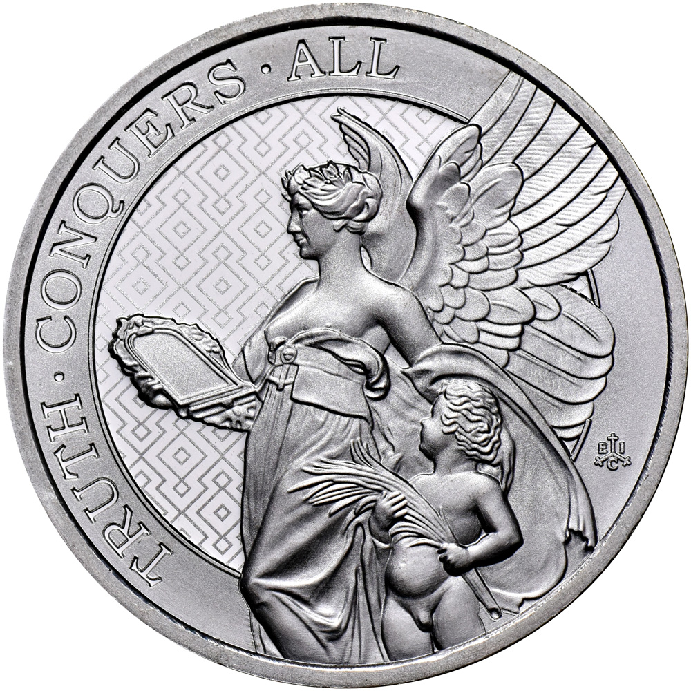 2022 St Helena 1 oz Silver Queens Virtues Truth Coin - Reverse