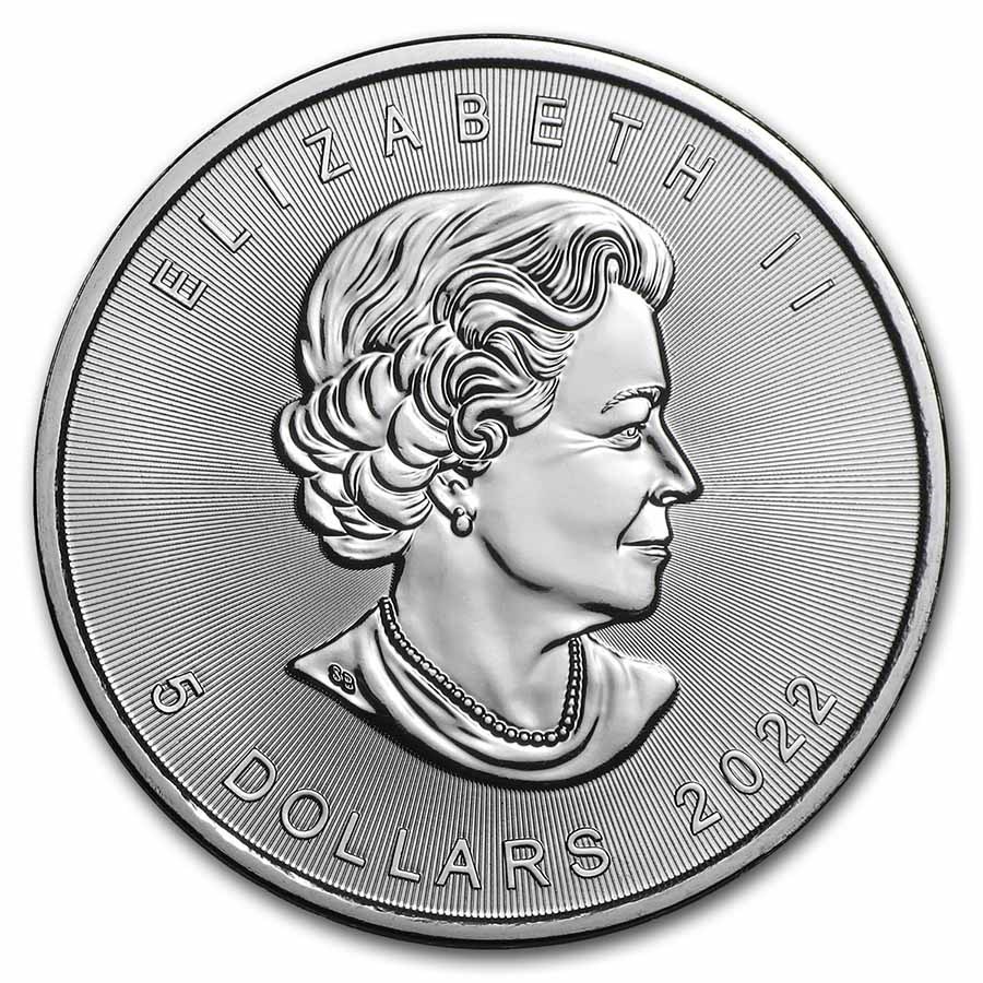 Obverse of 2022 Canadian Silver Maple Leaf