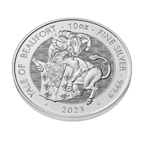 2023 Royal Mint 10 oz Tudor Beasts Yale Silver Coin - Reverse Edge