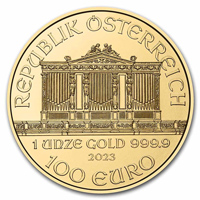 Obverse of 2023 Austrian Gold Philharmonics Coin