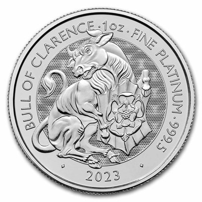 Reverse of 2023 1 oz British Platinum Tudor Beasts Bull of Clarence Coin