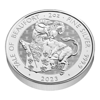 2023 Royal Mint 2 oz Tudor Beasts Yale Silver Coin - Reverse Edge