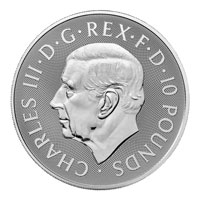 2024 Royal Mint 10 oz Tudor Beasts Unicorn Coin - Obverse 