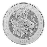 2024 Royal Mint 10 oz Tudor Beasts unicorn Silver Coin - Reverse 