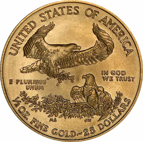 Reverse of 1/2 oz American Gold Eagle