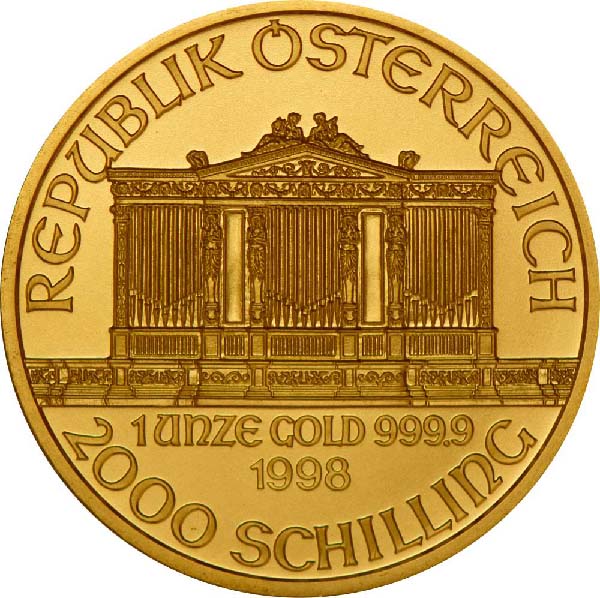 Reverse of Austrian Gold Philharmonics Coin
