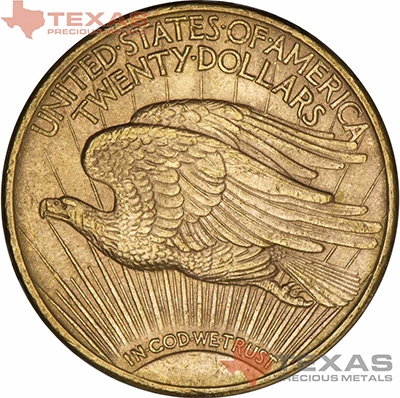 Reverse $20 Saint-Gaudens Gold Double Eagle - AU (Dates Our Choice)