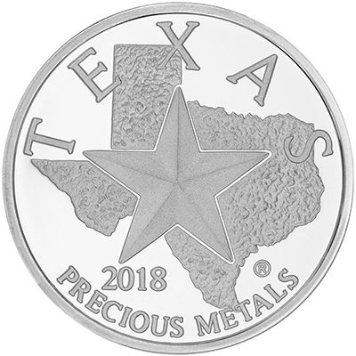 Obverse of 2018 Texas Silver Round