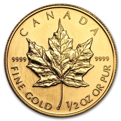 Reverse of 1/2 oz Canadian Maple Leaf Gold Coin (Any Year)